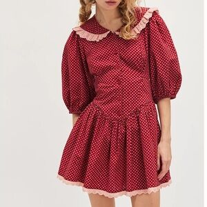 SOLD - Free people need to know mini dress polka dot red 10